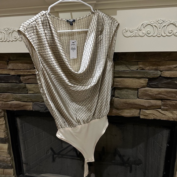 Express Tops - Express silk bodysuit blouse gold xs